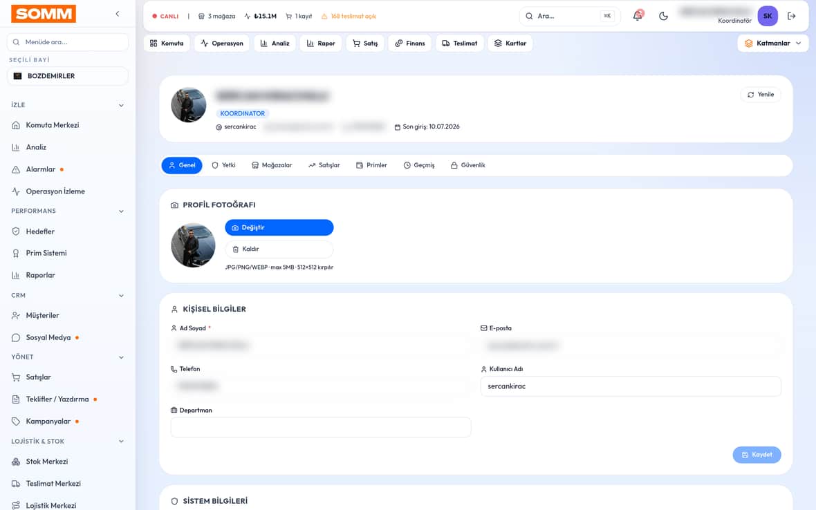 Profil & Hesap SOMM ürün ekranı